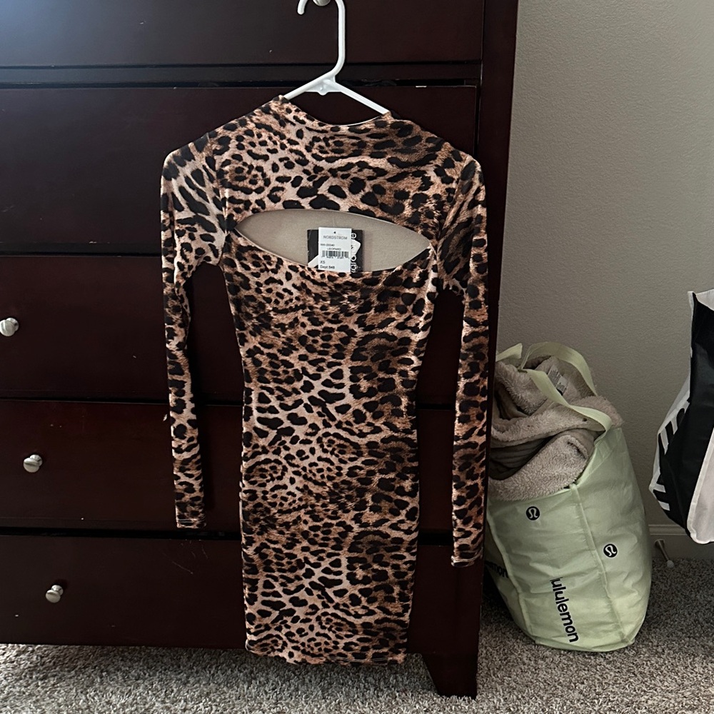 Naked Wardrobe Leopard Backless Dress